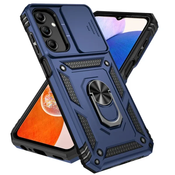 Slide Camera Lens Military Grade Armor Case, Phone Holder, Ring Stand Cover, Samsung Galaxy A15, A25, A35, A55, 5G