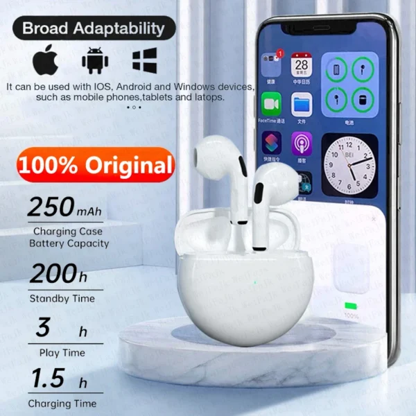 Apple Original Airpods Pro 6 TWS Max Écouteurs Bluetooth sans fil dans l'oreille Écouteurs antibruit pour iPhone Écouteurs – Image 6