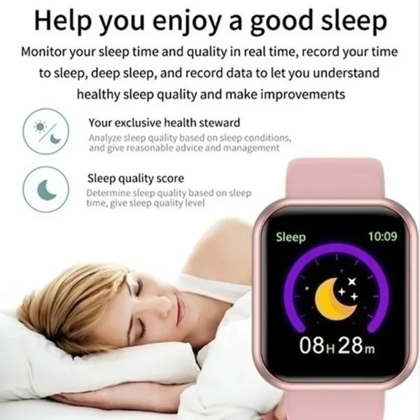 Montre intelligente multifonctionnelle pour hommes et femmes, Bluetooth, téléphone connecté, musique, fitness, bracelet de sport, moniteur de sommeil, Y68, D20 – Image 2