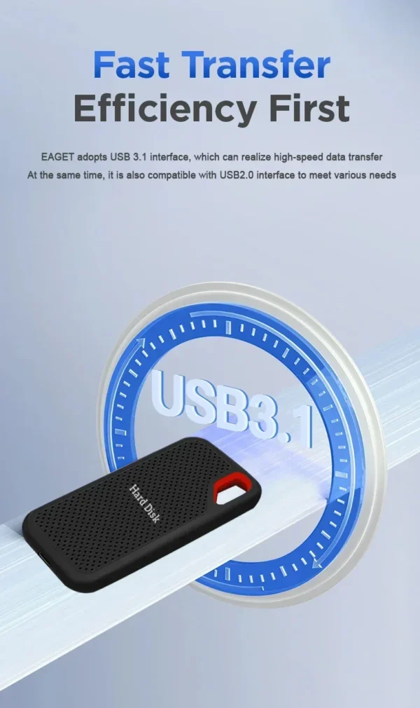 Disque dur portable SSD haute vitesse, disque solide de type C, périphérique de stockage d'origine pour téléphone, Loptop, Mac, PC, USB 3.1, 1 To, 256 To – Image 5