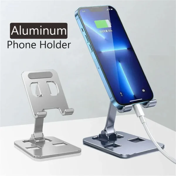 Support de téléphone de bureau pliable universel en alliage d'aluminium, support de montage pour téléphone portable, support en métal de bureau pour tablette