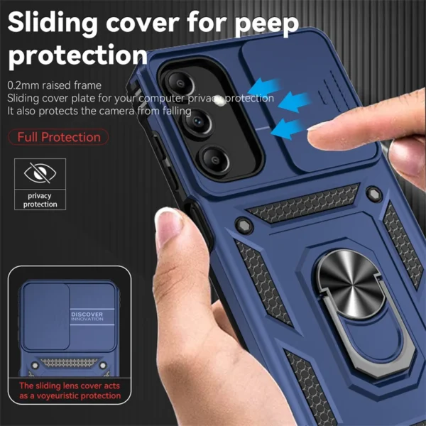 Slide Camera Lens Military Grade Armor Case, Phone Holder, Ring Stand Cover, Samsung Galaxy A15, A25, A35, A55, 5G – Image 4