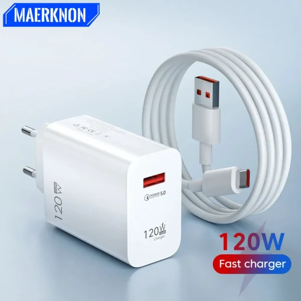 Chargeur rapide USB 120 de type C, câble de charge, adaptateur de téléphone pour iPhone 14, Xiaomi, Samsung, Huawei, 3.0 W