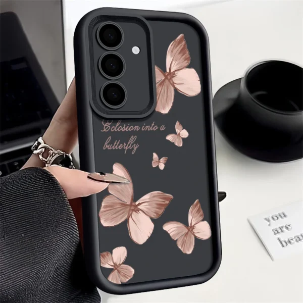 Coque souple en TPU papillon doré pour Samsung Galaxy, coque de téléphone, A55, A54, A15, A14, A16, A35, A53, A25, 5G, S25, S24, S23, S22 Ultra Plus, S23 FE