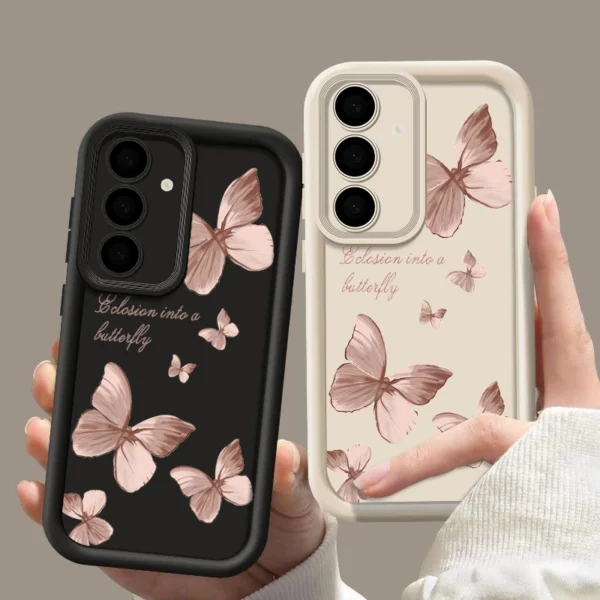 Coque souple en TPU papillon doré pour Samsung Galaxy, coque de téléphone, A55, A54, A15, A14, A16, A35, A53, A25, 5G, S25, S24, S23, S22 Ultra Plus, S23 FE – Image 3