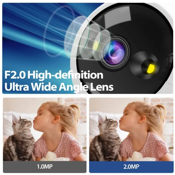 Caméra double écran : appel à un clic, caméra WiFi 4K 6MP avec détection humaine AI, vidéosurveillance CCTV à vision nocturne couleur – Image 4