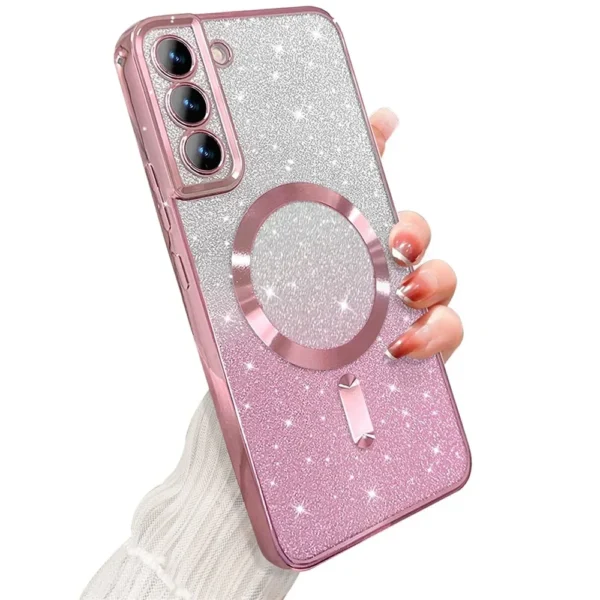 Coque brillante à paillettes pour Samsung Galaxy S25 S24 S23 S22 S21 S20 Plus FE Note20 Ultra, étui plaqué sans fil MagSafe magnétique