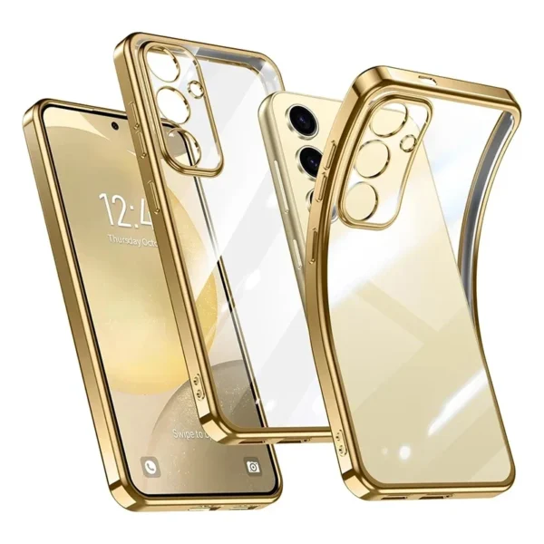 Coque souple en Silicone plaqué paillettes de luxe, étui arrière Ultra Transparent résistant aux chocs pour Samsung Galaxy S25 S24 S23 FE Plus – Image 2