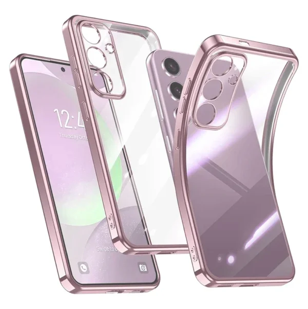 Coque souple en Silicone plaqué paillettes de luxe, étui arrière Ultra Transparent résistant aux chocs pour Samsung Galaxy S25 S24 S23 FE Plus – Image 5