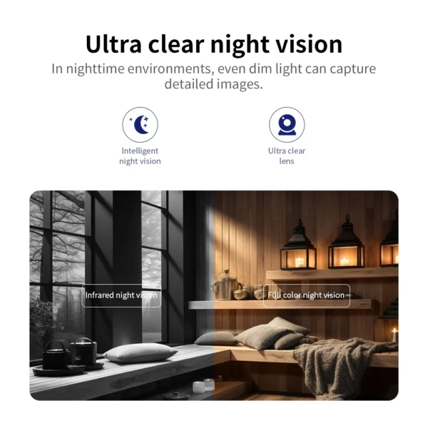 8MP 4K WiFi caméra de sécurité maison intérieure bébé moniteur AI détection de mouvement suivi Vision nocturne CCTV vidéo caméra de sécurité – Image 3