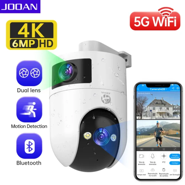 JOOAN 4K caméra de Surveillance WiFi extérieure double objectif externe 5G Wifi caméras IP suivi automatique sécurité PTZ caméra CCTV Audio vidéo