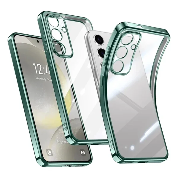 Coque souple en Silicone plaqué paillettes de luxe, étui arrière Ultra Transparent résistant aux chocs pour Samsung Galaxy S25 S24 S23 FE Plus – Image 3