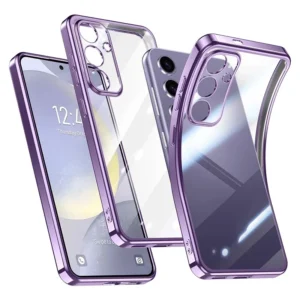 Coque souple en Silicone plaqué paillettes de luxe, étui arrière Ultra Transparent résistant aux chocs pour Samsung Galaxy S25 S24 S23 FE Plus