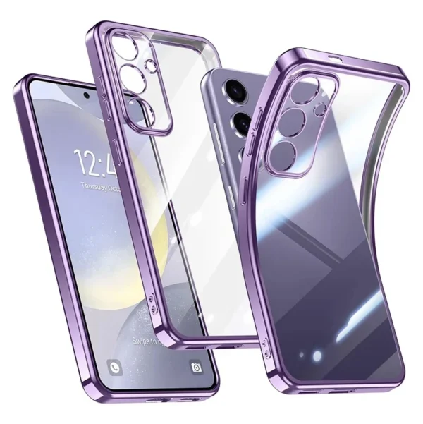 Coque souple en Silicone plaqué paillettes de luxe, étui arrière Ultra Transparent résistant aux chocs pour Samsung Galaxy S25 S24 S23 FE Plus